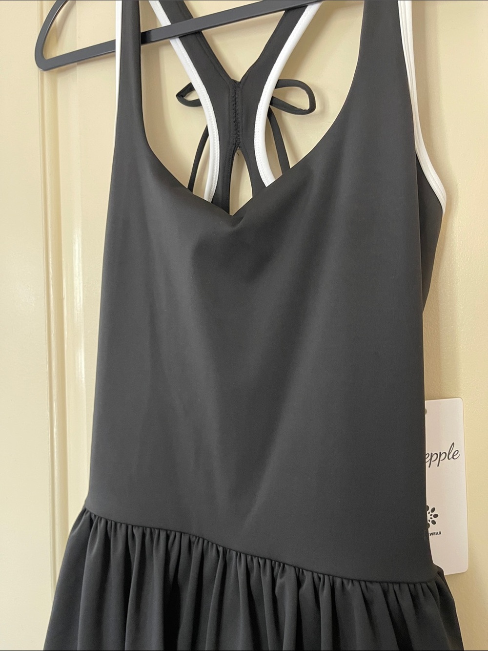 Black Swim Dress with White Trim - Picture 4 of 4